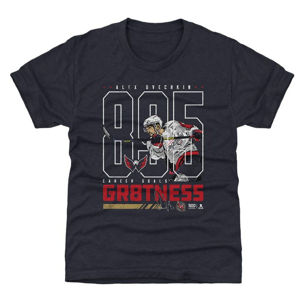 Alexander Ovechkin Washington Capitals 500 Level Youth NHL All-Time Leading Goal Scorer Outline T-Shirt - Navy - NHL 203089736