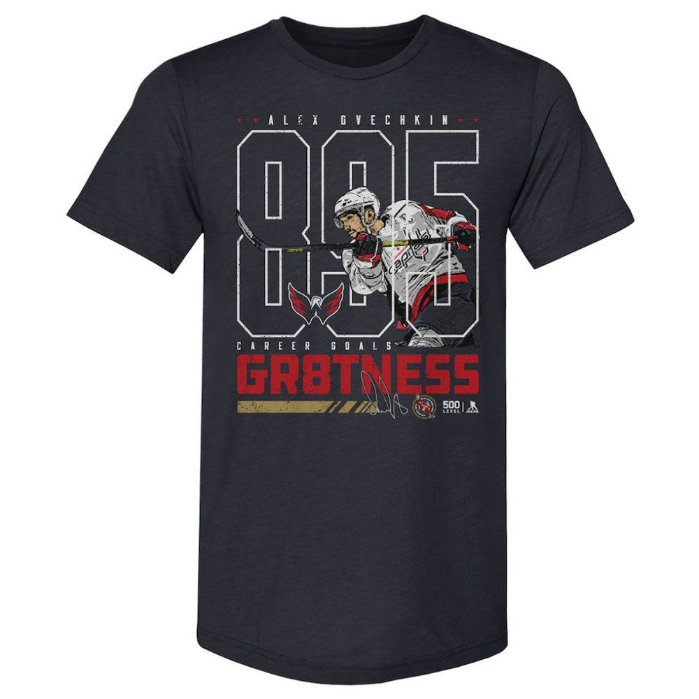 Alexander Ovechkin Washington Capitals 500 Level NHL All-Time Leading Goal Scorer Tri-Blend Outline T-Shirt - Navy - NHL 203089737