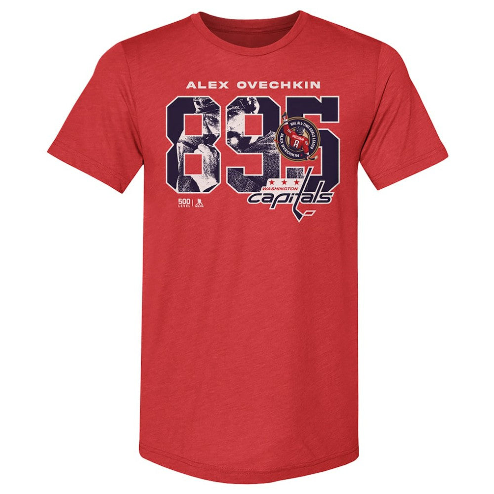 Alexander Ovechkin Washington Capitals 500 Level NHL All-Time Leading Goal Scorer Tri-Blend Overlay T-Shirt - Red - NHL 203089741