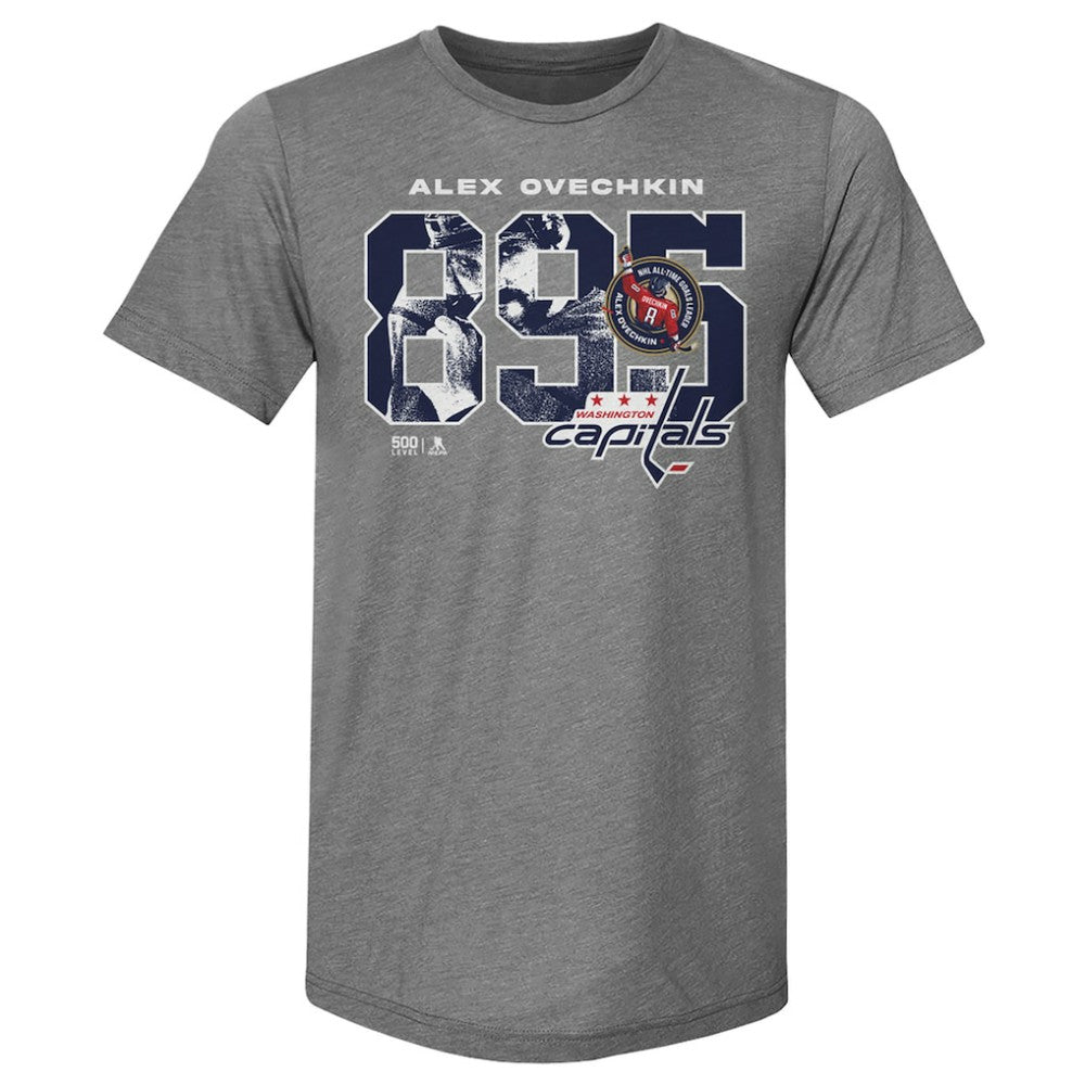Alexander Ovechkin Washington Capitals 500 Level NHL All-Time Leading Goal Scorer Tri-Blend Overlay T-Shirt - Gray - NHL 203089742