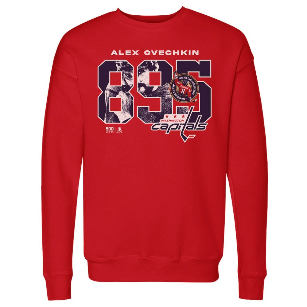 Alexander Ovechkin Washington Capitals 500 Level NHL All-Time Leading Goal Scorer Overlay Pullover Sweatshirt - Red - NHL 203089743