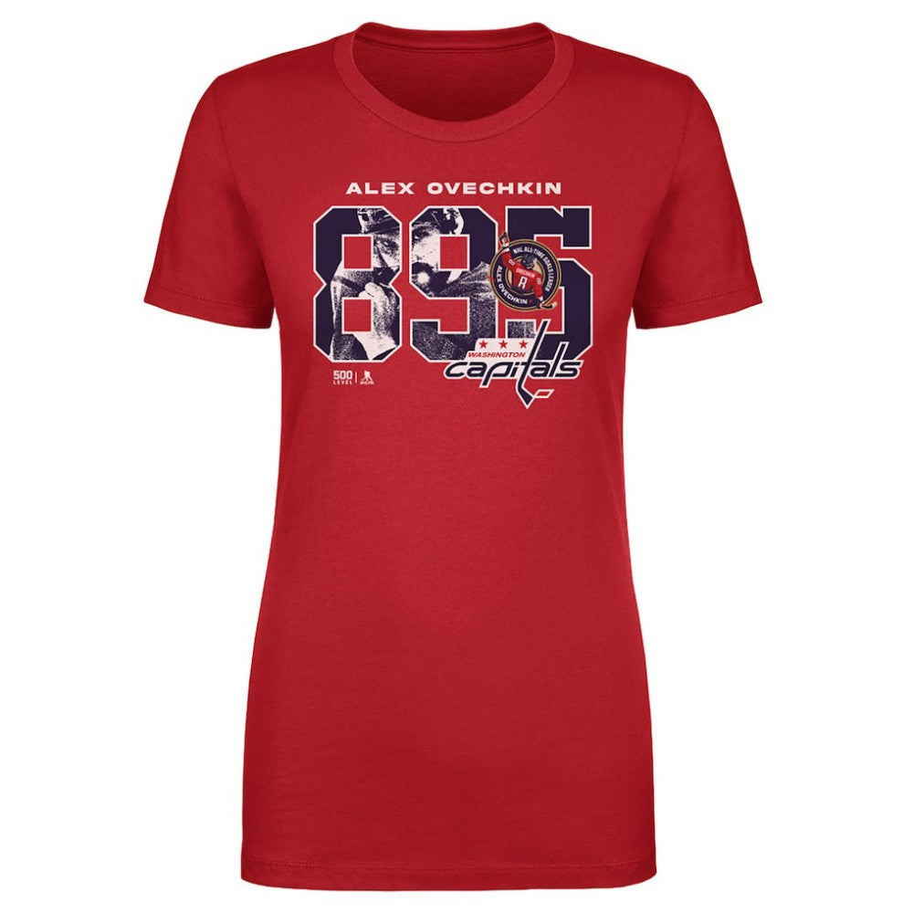 Alexander Ovechkin Washington Capitals 500 Level Women's NHL All-Time Leading Goal Scorer Overlay T-Shirt - Red - NHL 203089745