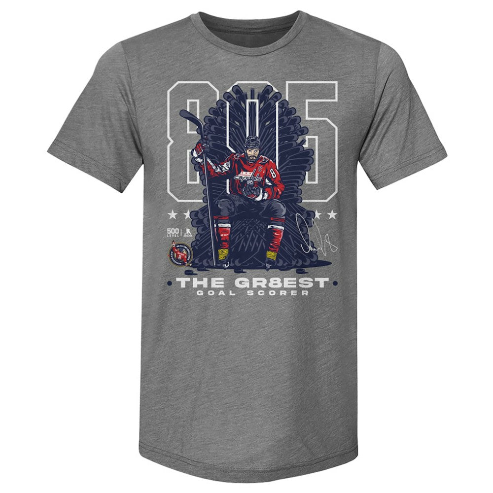 Alexander Ovechkin Washington Capitals 500 Level NHL All-Time Leading Goal Scorer Tri-Blend Throne T-Shirt - Gray - NHL 203089750