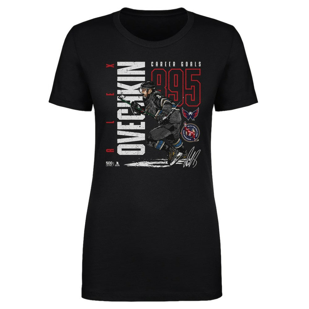 Alexander Ovechkin Washington Capitals 500 Level Women's NHL All-Time Leading Goal Scorer Throwback T-Shirt - Black - NHL 203089758