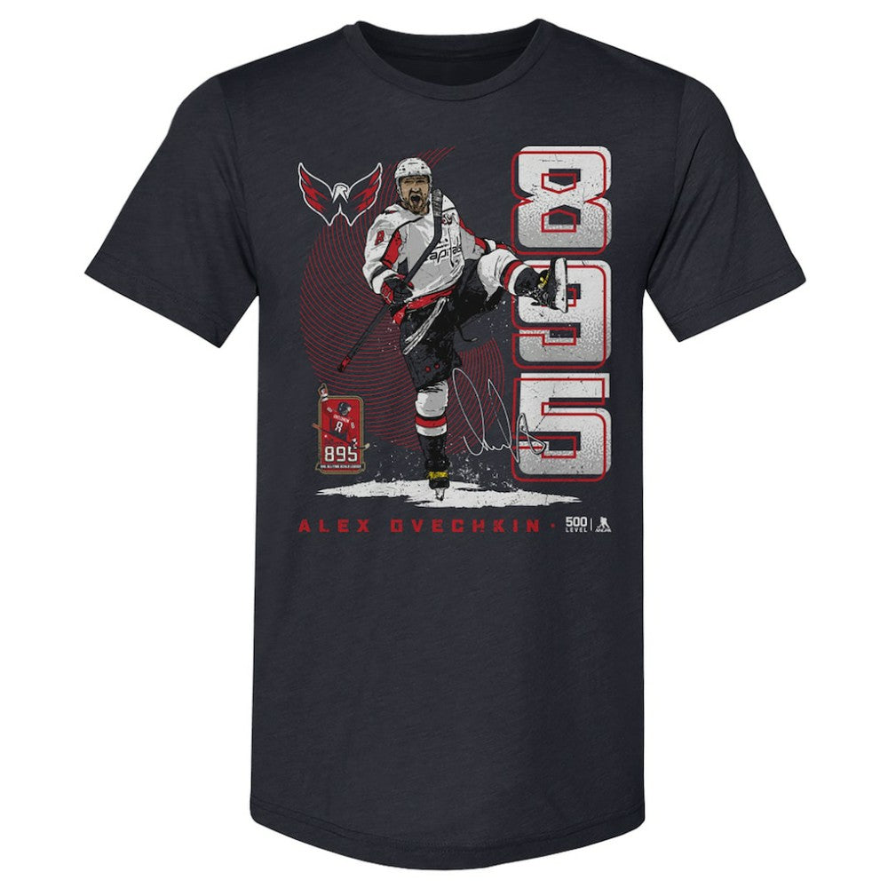 Alexander Ovechkin Washington Capitals 500 Level NHL All-Time Leading Goal Scorer Tri-Blend Vertical T-Shirt - Navy - NHL 203089760