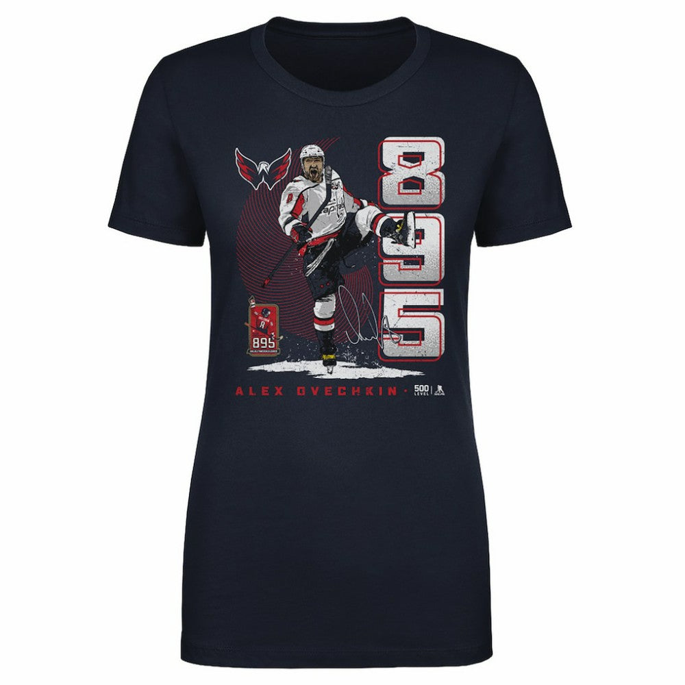 Alexander Ovechkin Washington Capitals 500 Level Women's NHL All-Time Leading Goal Scorer Vertical T-Shirt - Navy - NHL 203089762