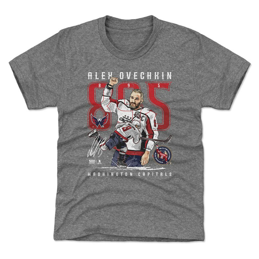 Alexander Ovechkin Washington Capitals 500 Level Youth NHL All-Time Leading Goal Scorer The Shot T-Shirt - Gray - NHL 203089764