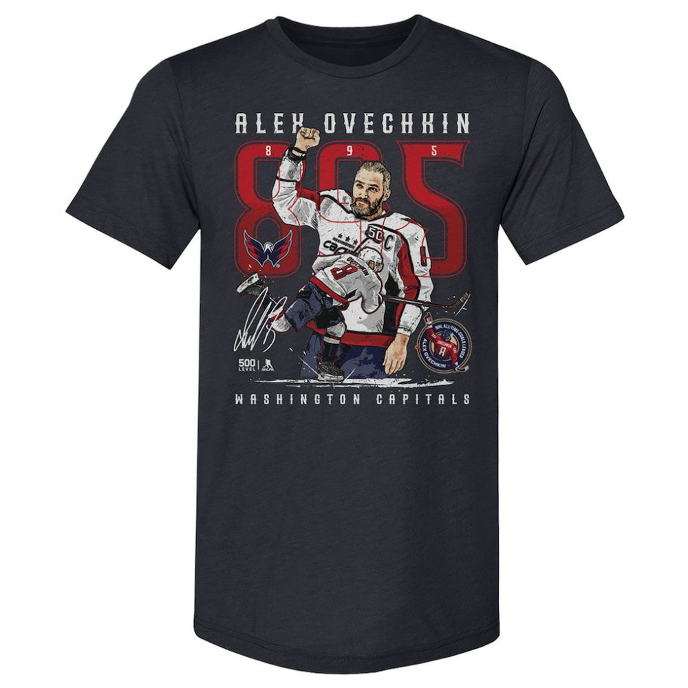 Alexander Ovechkin Washington Capitals 500 Level NHL All-Time Leading Goal Scorer Tri-Blend The Shot T-Shirt - Navy - NHL 203089765