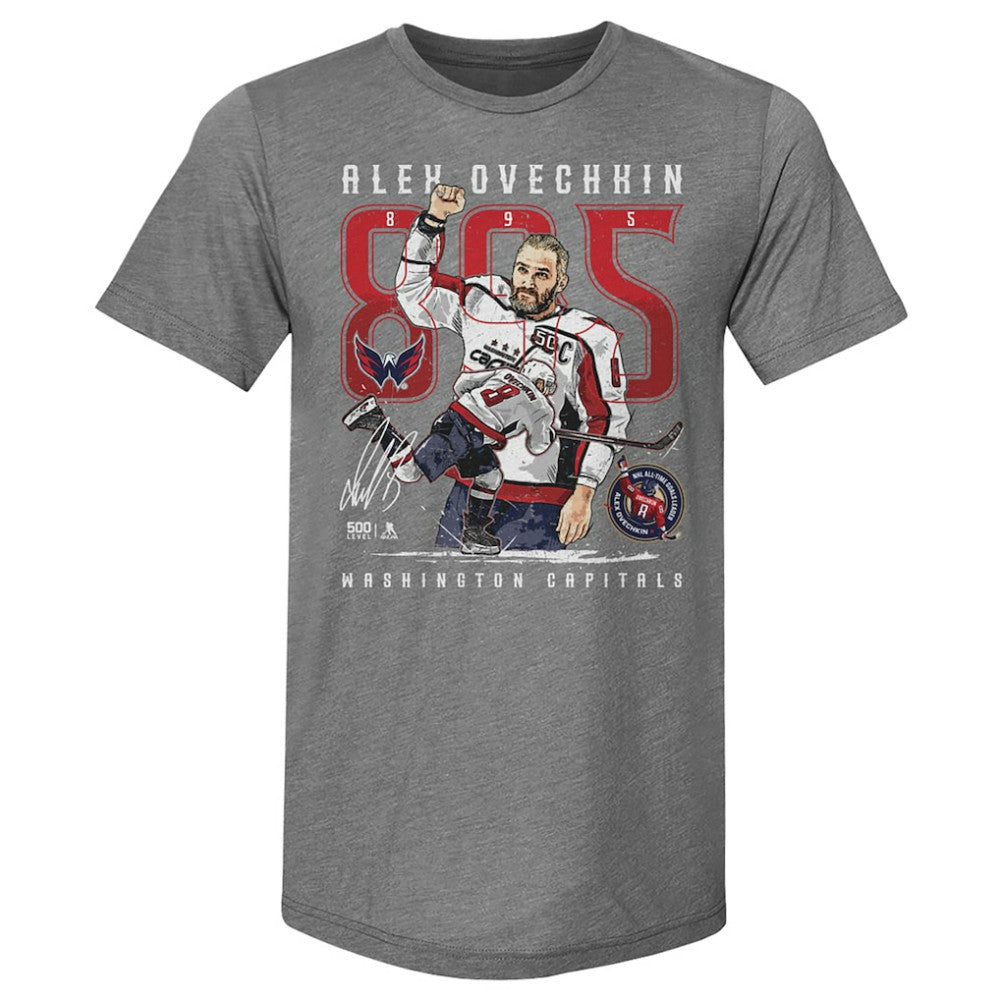 Alexander Ovechkin Washington Capitals 500 Level NHL All-Time Leading Goal Scorer Tri-Blend The Shot T-Shirt - Gray - NHL 203089766