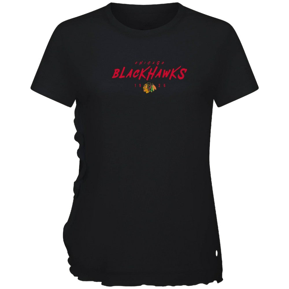 Chicago Blackhawks Levelwear Women's Airflow Scratched T-Shirt - Black - NHL 203091800