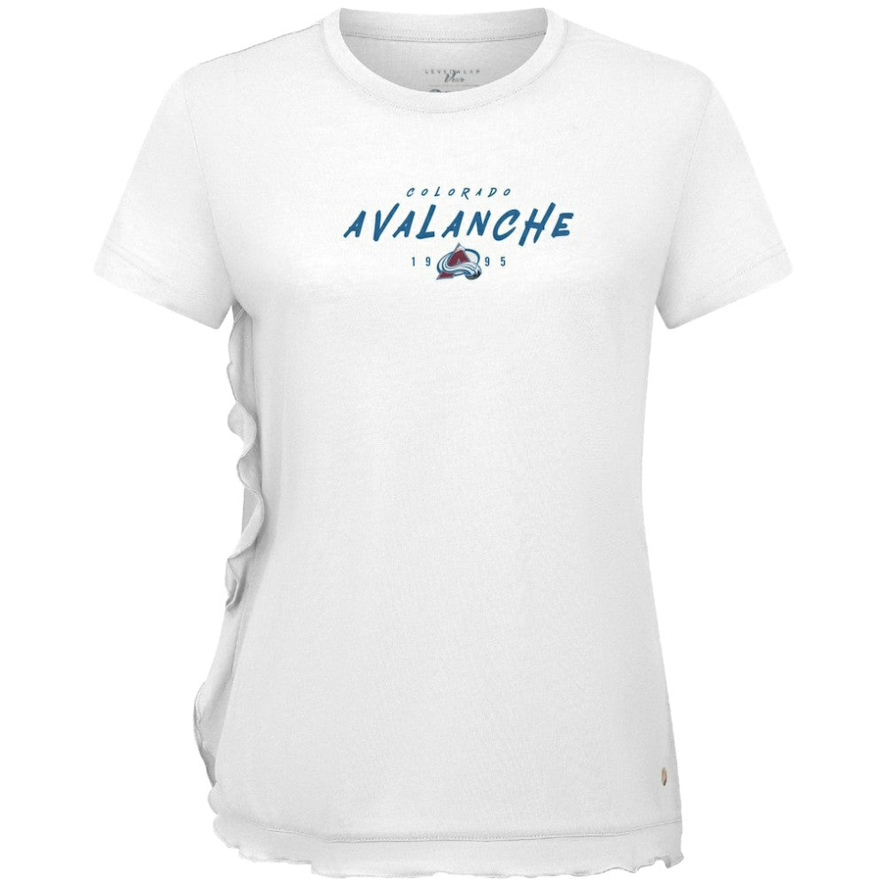 Colorado Avalanche Levelwear Women's Airflow Scratched T-Shirt - White - NHL 203091804