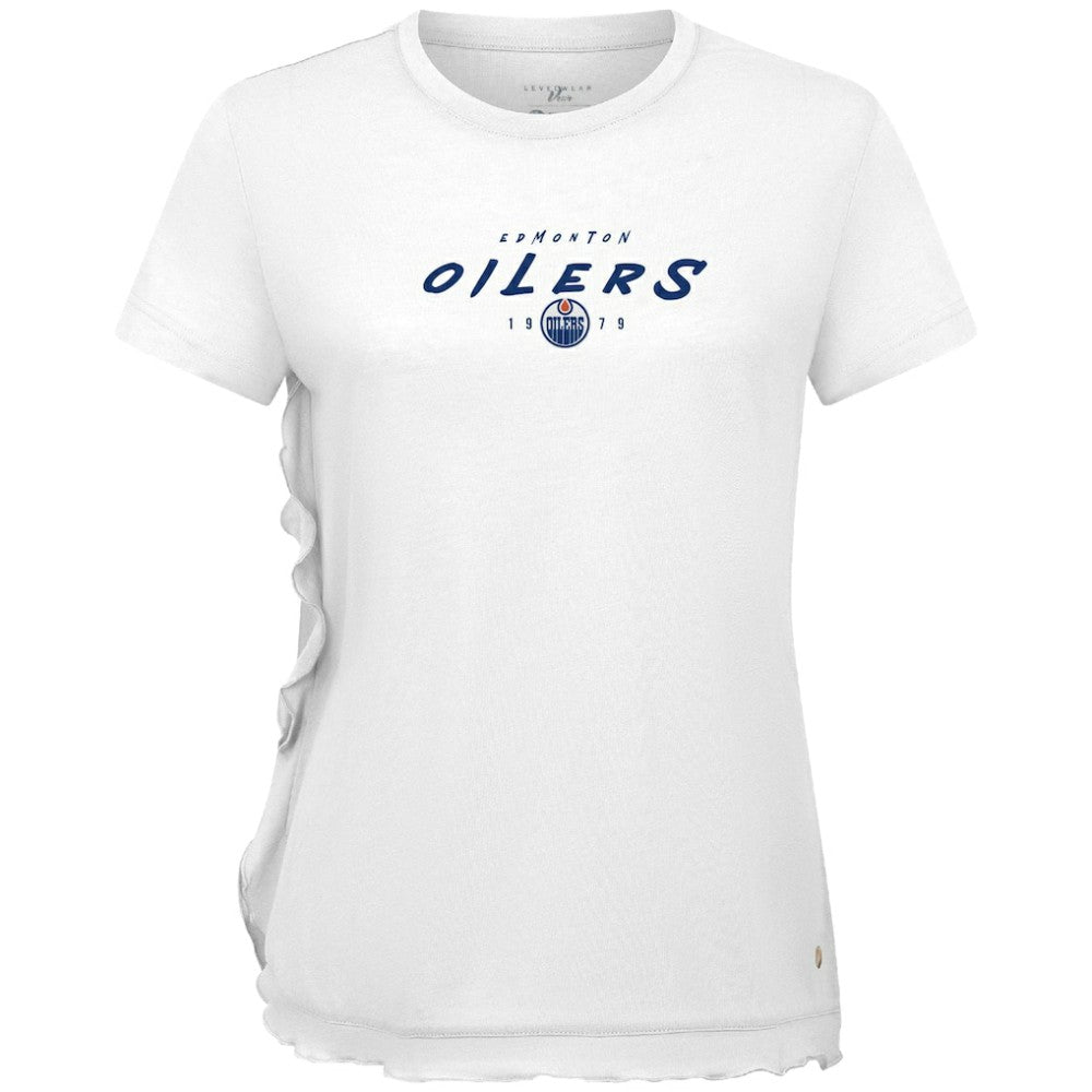 Edmonton Oilers Levelwear Women's Airflow Scratched T-Shirt - White - NHL 203091810