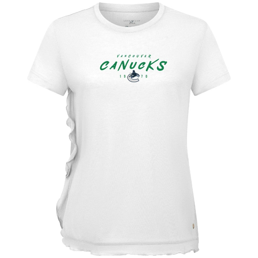 Vancouver Canucks Levelwear Women's Airflow Scratched T-Shirt - White - NHL 203091817
