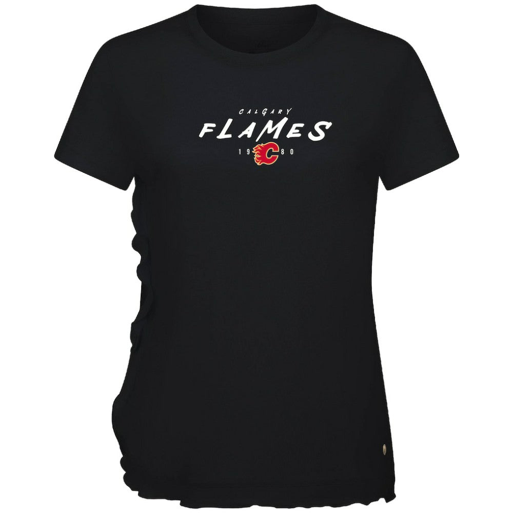 Calgary Flames Levelwear Women's Airflow Scratched T-Shirt - Black - NHL 203091821