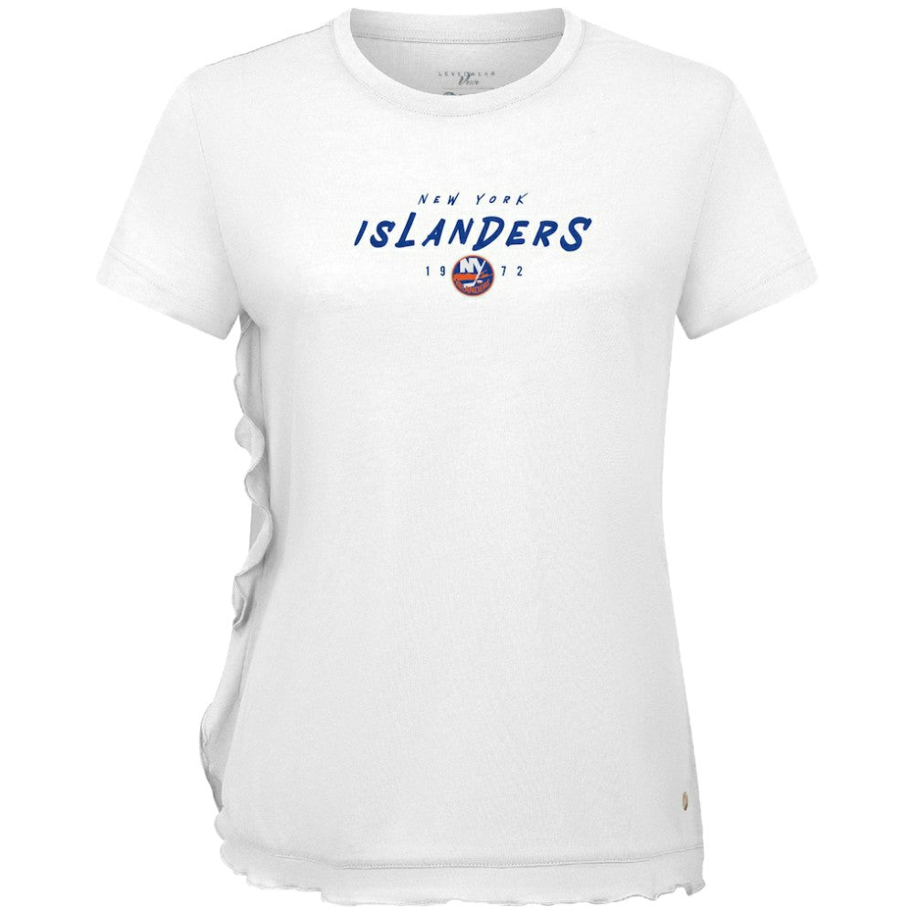 New York Islanders Levelwear Women's Airflow Scratched T-Shirt - White - NHL 203091824