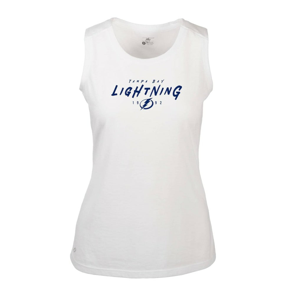 Tampa Bay Lightning Levelwear Women's Macy Scratched Tank Top - White - NHL 203091914