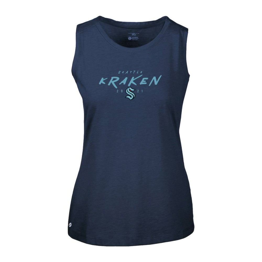 Seattle Kraken Levelwear Women's Macy Scratched Tank Top - Deep Sea Blue - NHL 203091926