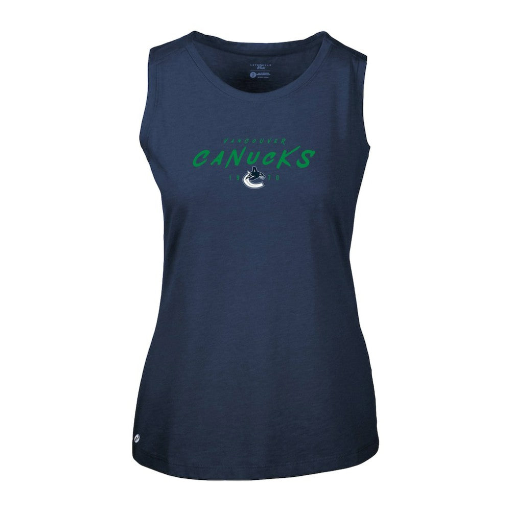 Vancouver Canucks Levelwear Women's Macy Scratched Tank Top - Navy - NHL 203091944
