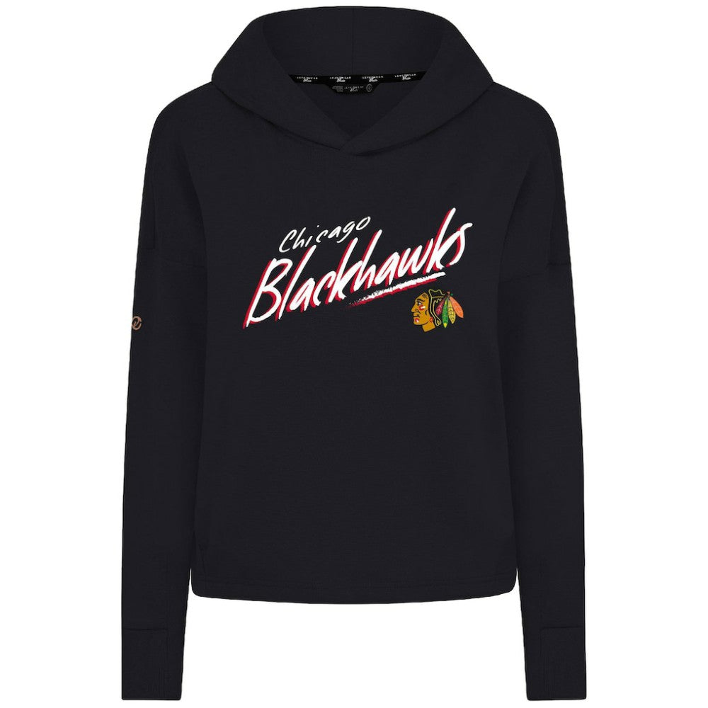 Chicago Blackhawks Levelwear Women's Sweet Sizzle Tri-Blend Cropped Pullover Hoodie - Black - NHL 203092219