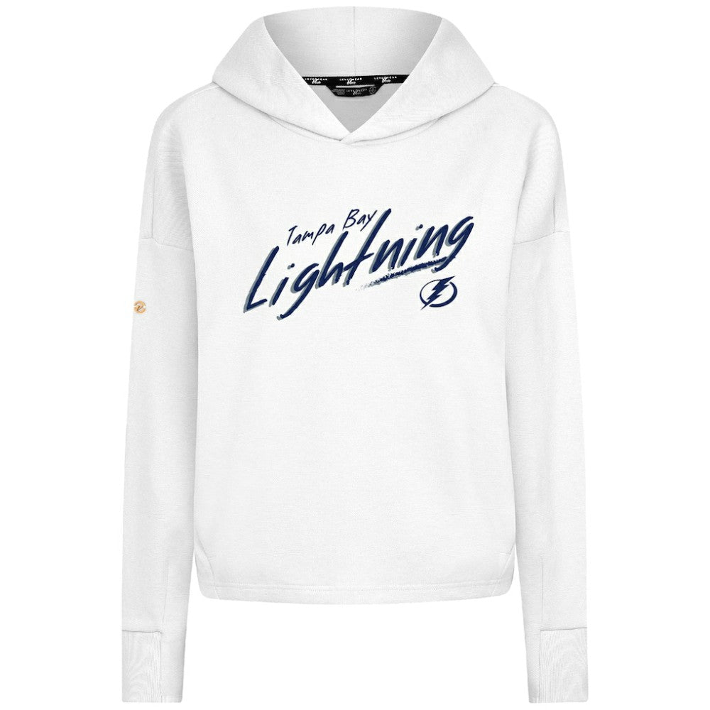 Tampa Bay Lightning Levelwear Women's Sweet Sizzle Tri-Blend Cropped Pullover Hoodie - White - NHL 203092221