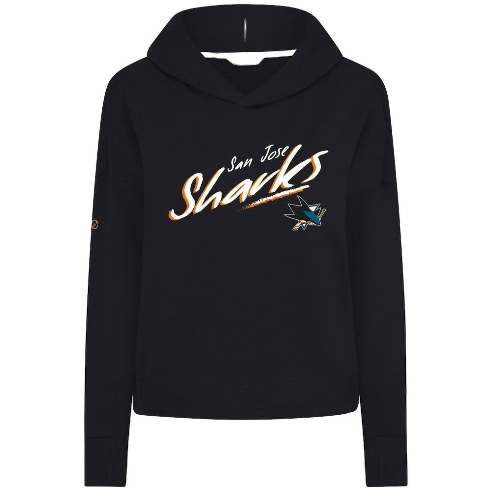 San Jose Sharks Levelwear Women's Sweet Sizzle Tri-Blend Cropped Pullover Hoodie - Black - NHL 203092226