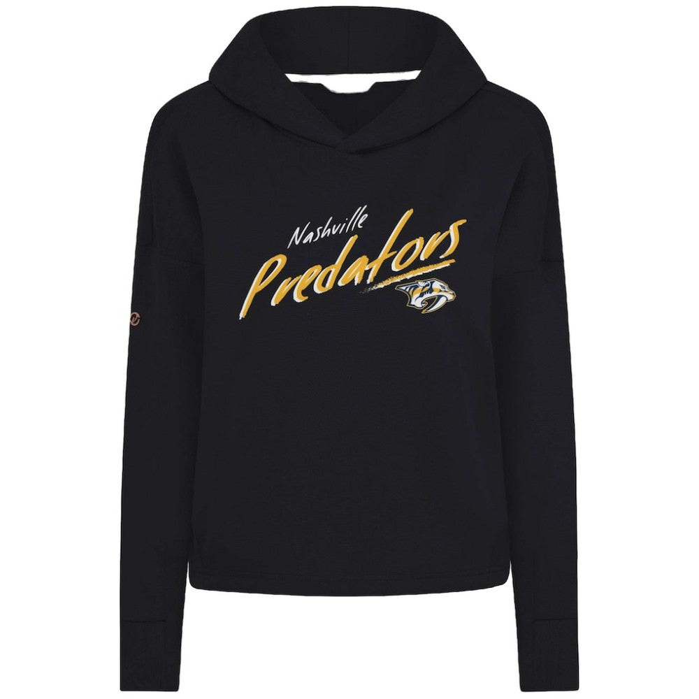 Nashville Predators Levelwear Women's Sweet Sizzle Tri-Blend Cropped Pullover Hoodie - Black - NHL 203092231
