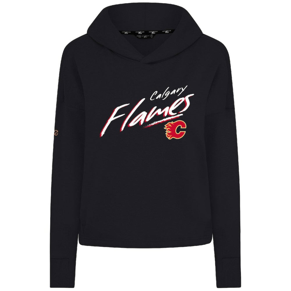 Calgary Flames Levelwear Women's Sweet Sizzle Tri-Blend Cropped Pullover Hoodie - Black - NHL 203092239