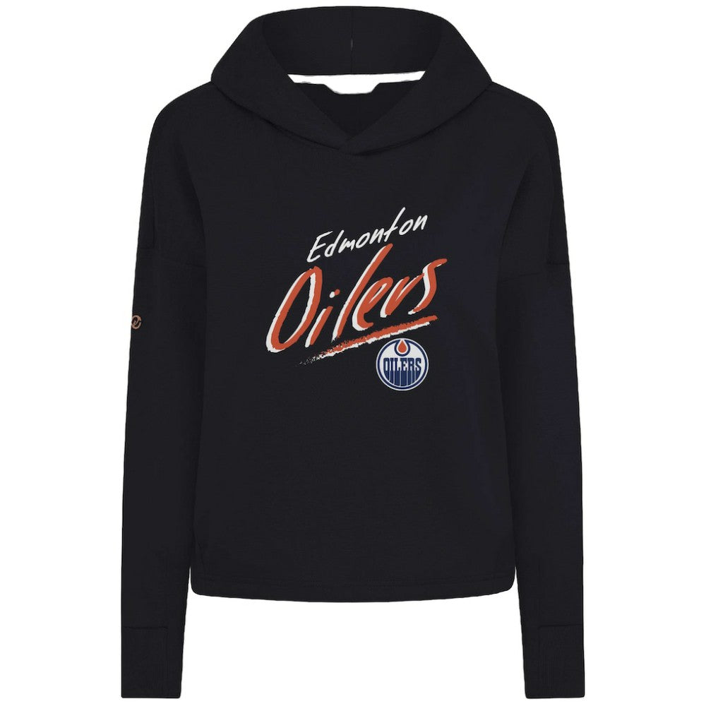 Edmonton Oilers Levelwear Women's Sweet Sizzle Tri-Blend Cropped Pullover Hoodie - Black - NHL 203092244