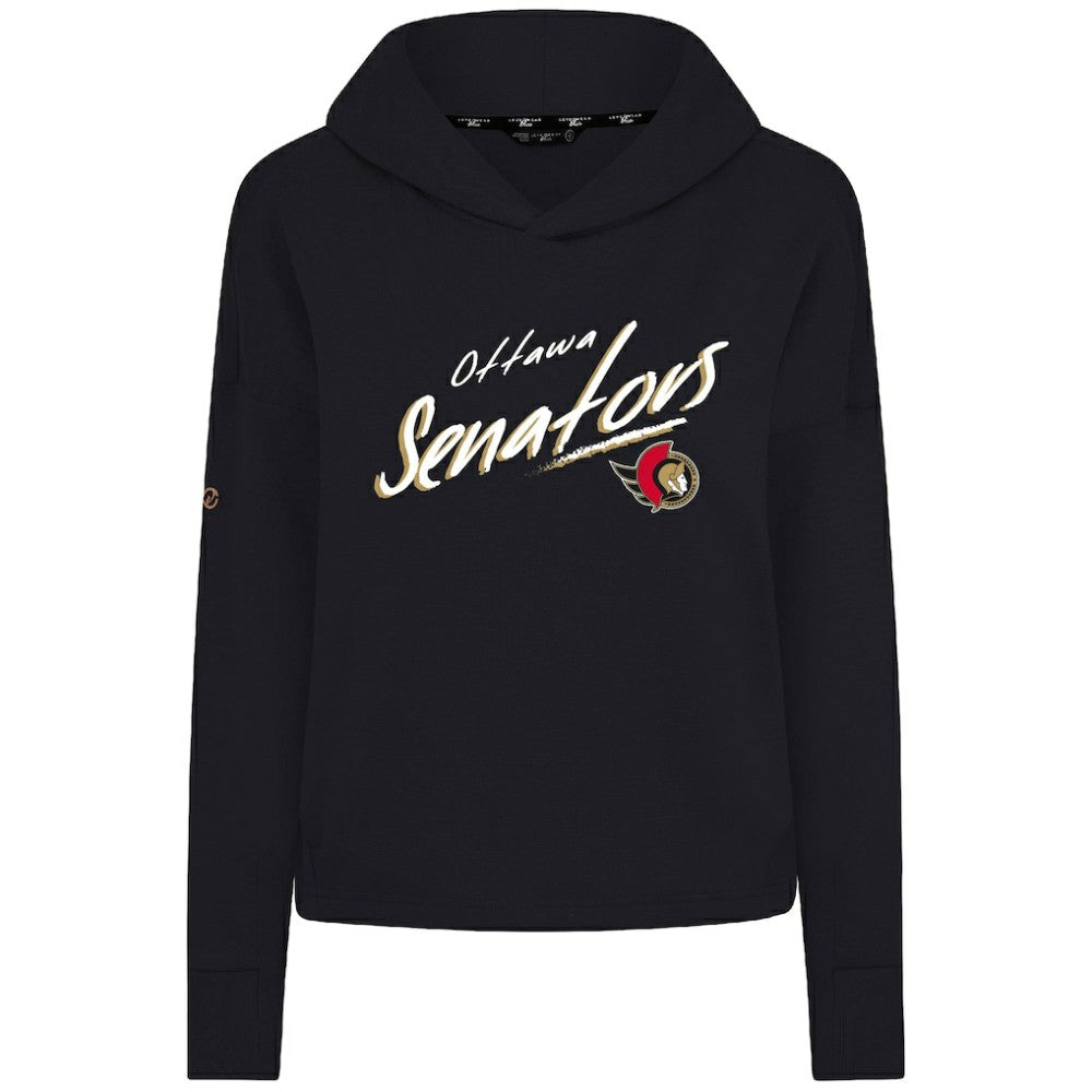 Ottawa Senators Levelwear Women's Sweet Sizzle Tri-Blend Cropped Pullover Hoodie - Black - NHL 203092247