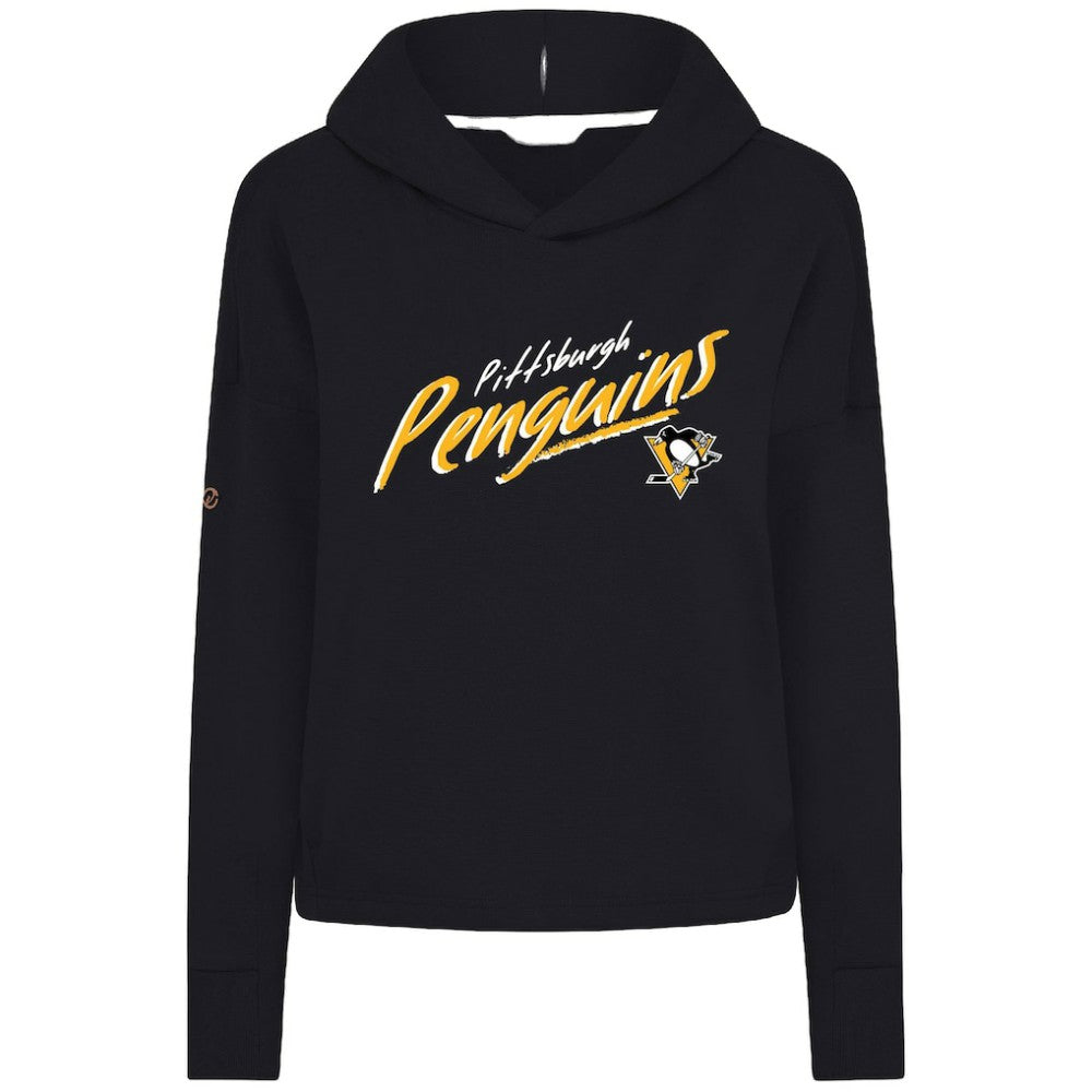 Pittsburgh Penguins Levelwear Women's Sweet Sizzle Tri-Blend Cropped Pullover Hoodie - Black - NHL 203092252