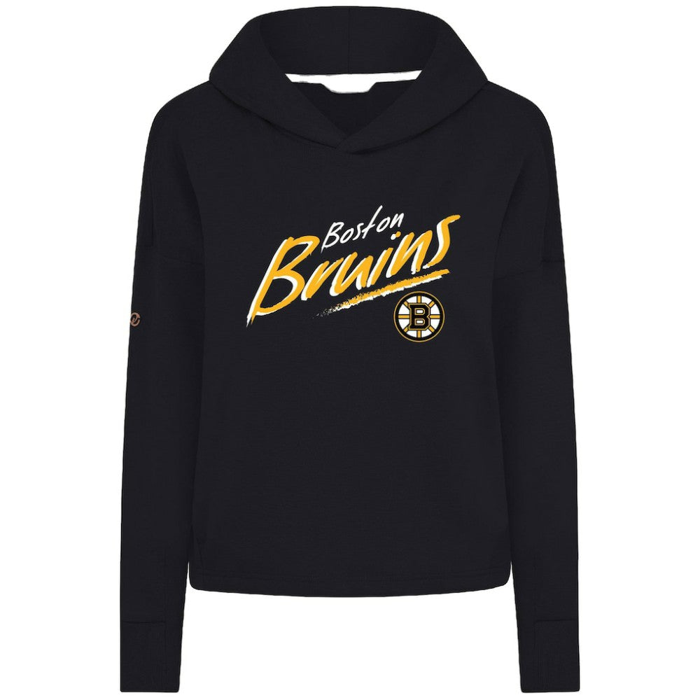 Boston Bruins Levelwear Women's Sweet Sizzle Tri-Blend Cropped Pullover Hoodie - Black - NHL 203092254