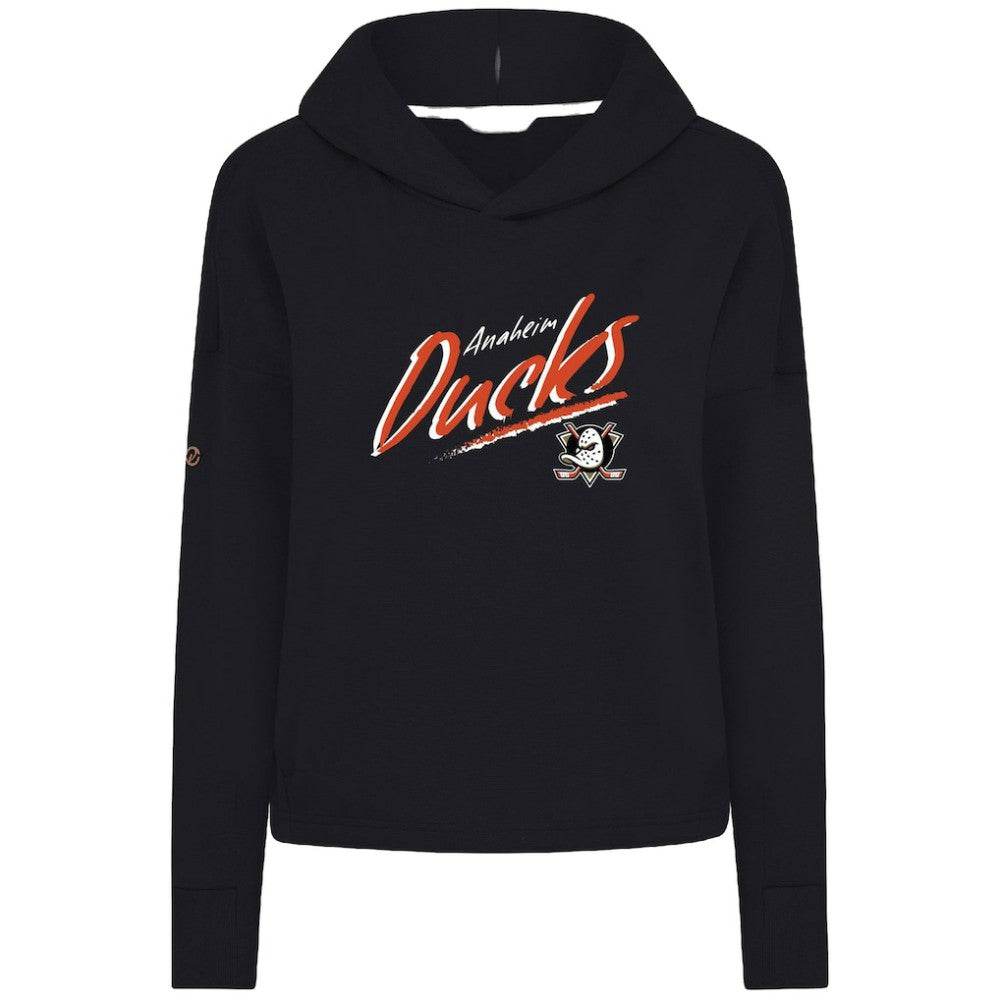 Anaheim Ducks Levelwear Women's Sweet Sizzle Tri-Blend Cropped Pullover Hoodie - Black - NHL 203092255
