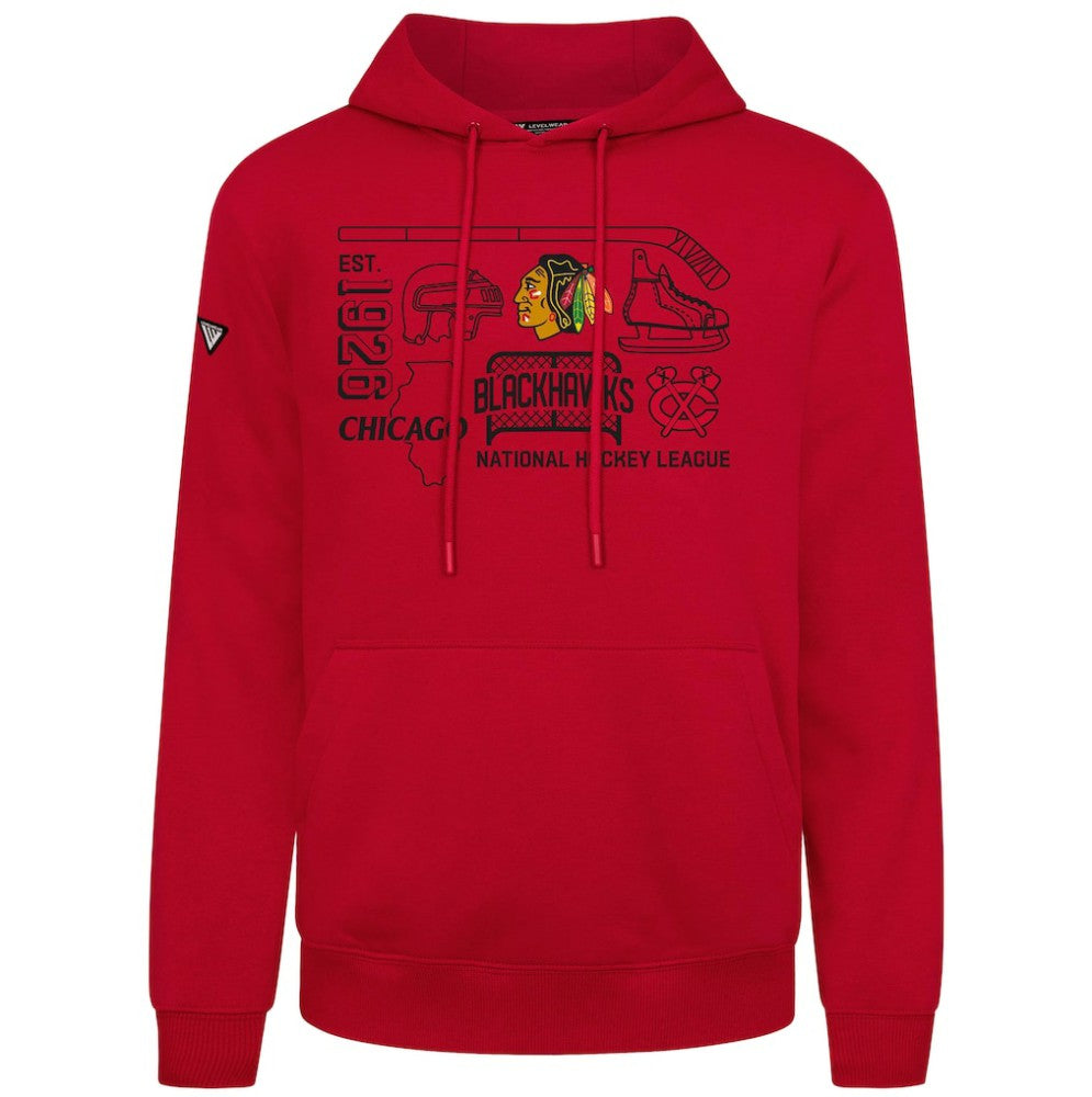 Chicago Blackhawks Levelwear Podium Campaign Pullover Hoodie - Red - NHL 203092402