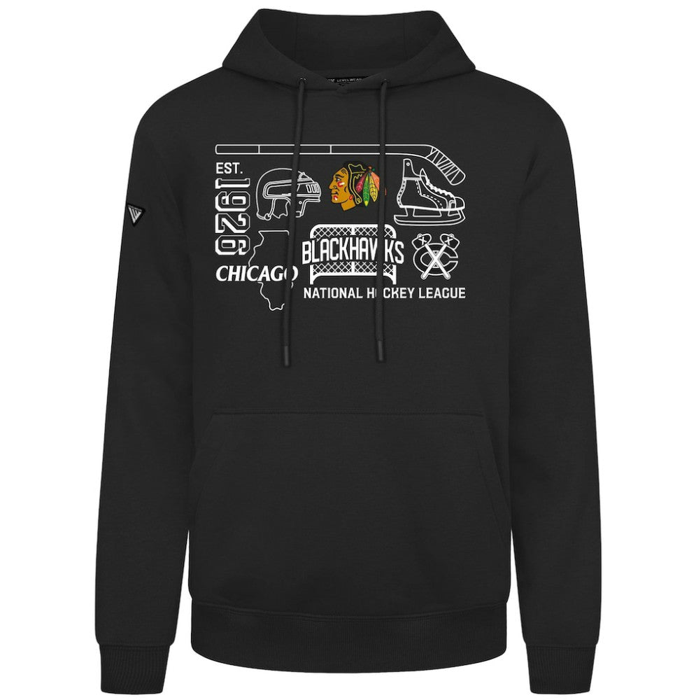 Chicago Blackhawks Levelwear Podium Campaign Pullover Hoodie - Black - NHL 203092403