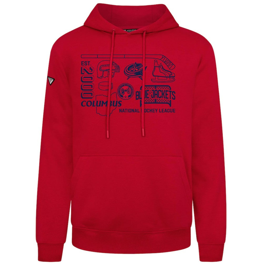 Columbus Blue Jackets Levelwear Podium Campaign Pullover Hoodie - Red - NHL 203092405