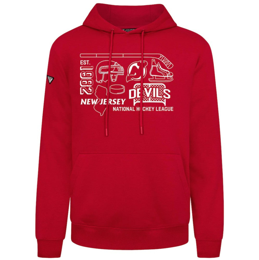 New Jersey Devils Levelwear Podium Campaign Pullover Hoodie - Red - NHL 203092409