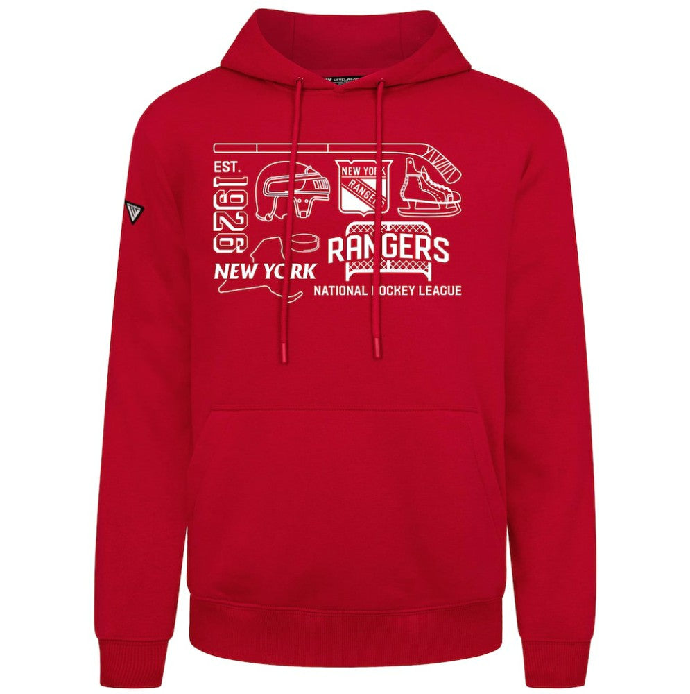 New York Rangers Levelwear Podium Campaign Pullover Hoodie - Red - NHL 203092435