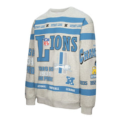 Mitchell & Ness Detroit Lions All Over Print Vintage Fleece Crewneck Sweatshirt Heather Gray