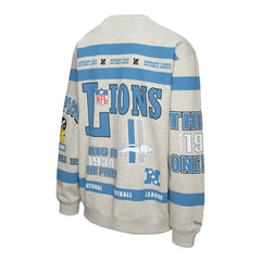 Mitchell & Ness Detroit Lions All Over Print Vintage Fleece Crewneck Sweatshirt Heather Gray