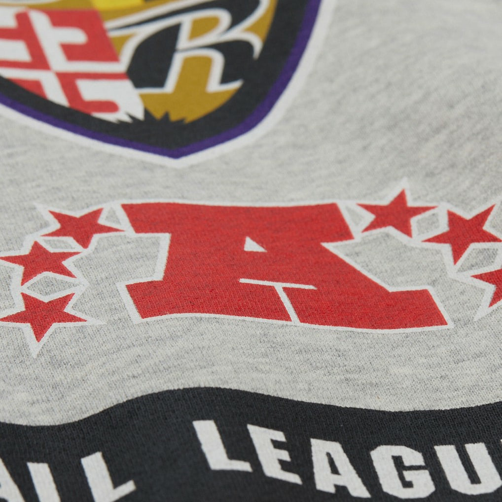 Mitchell & Ness Baltimore Ravens All Over Print Vintage Fleece Crewneck Sweatshirt Heather Gray