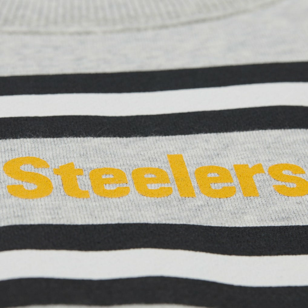 Mitchell & Ness Pittsburgh Steelers All Over Print Vintage Fleece Crewneck Sweatshirt Heather Gray