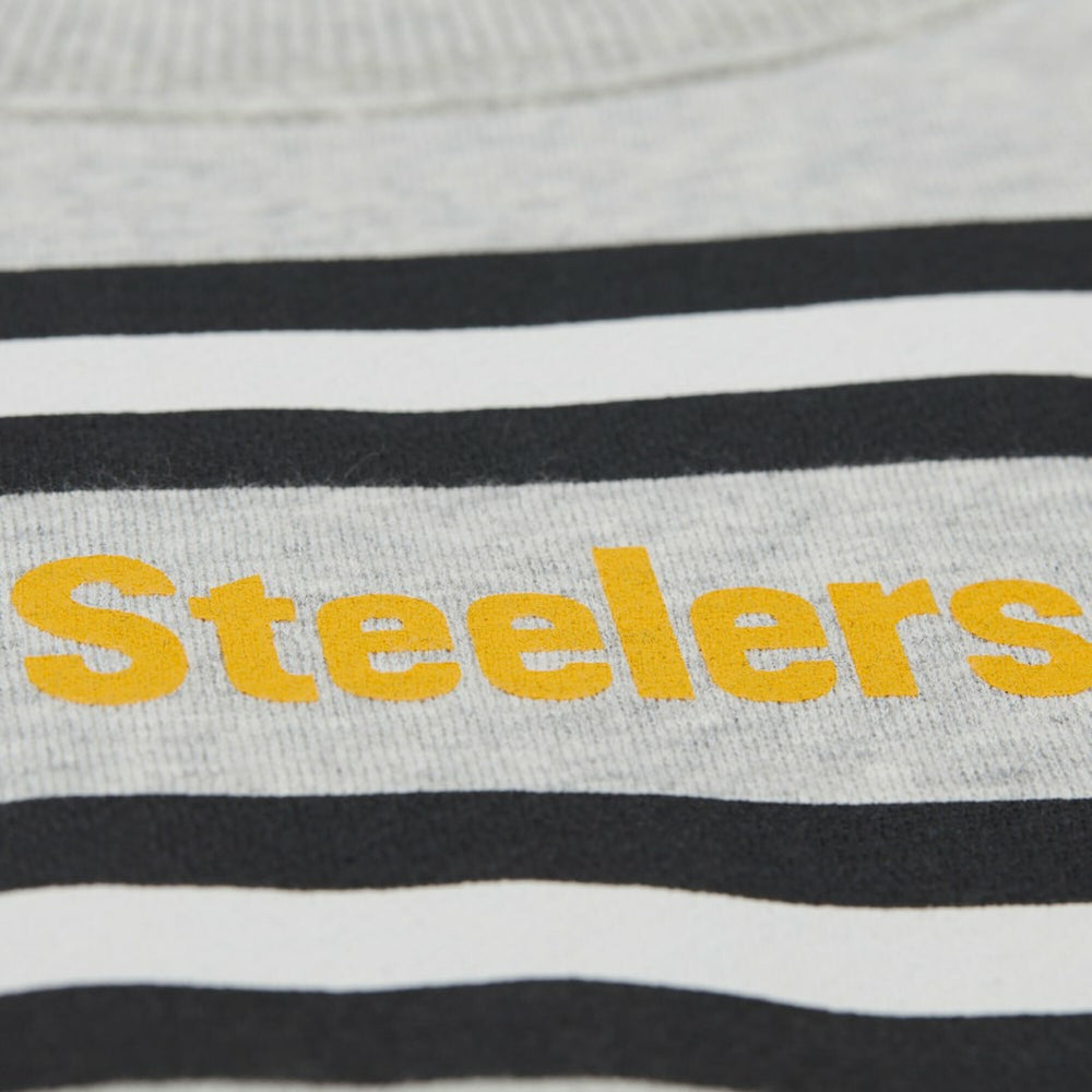 Mitchell & Ness Pittsburgh Steelers All Over Print Vintage Fleece Crewneck Sweatshirt Heather Gray