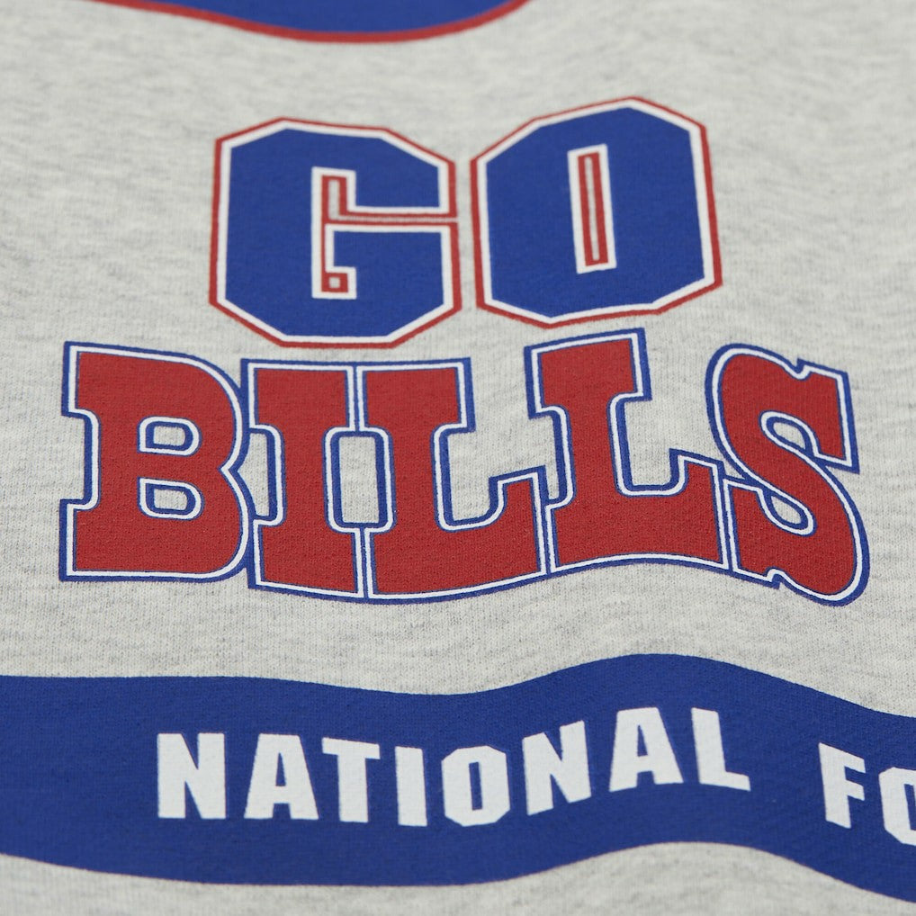 Mitchell & Ness Buffalo Bills All Over Print Vintage Fleece Crewneck Sweatshirt Heather Gray