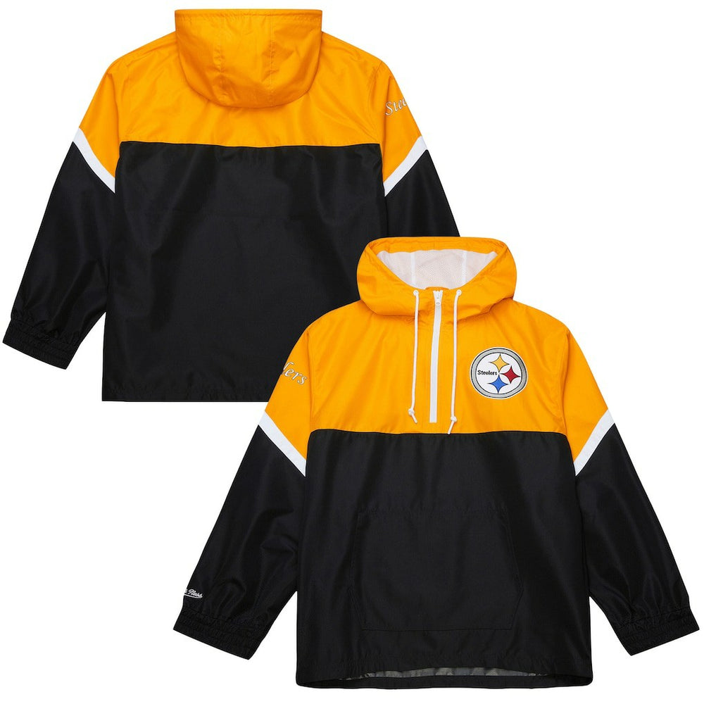 Mitchell & Ness Pittsburgh Steelers Tie Breaker Vintage Logo Lightweight Anorak Half-Zip Windbreaker Gold/Black
