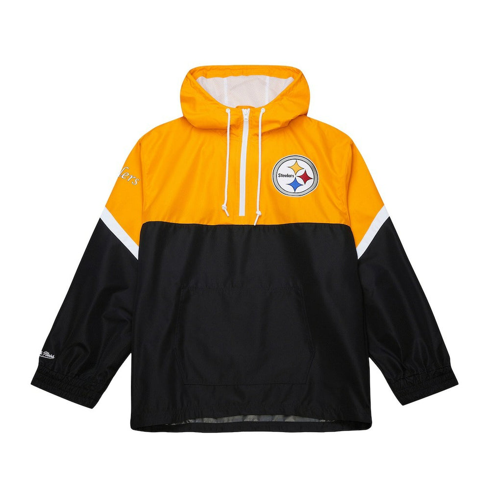 Mitchell & Ness Pittsburgh Steelers Tie Breaker Vintage Logo Lightweight Anorak Half-Zip Windbreaker Gold/Black