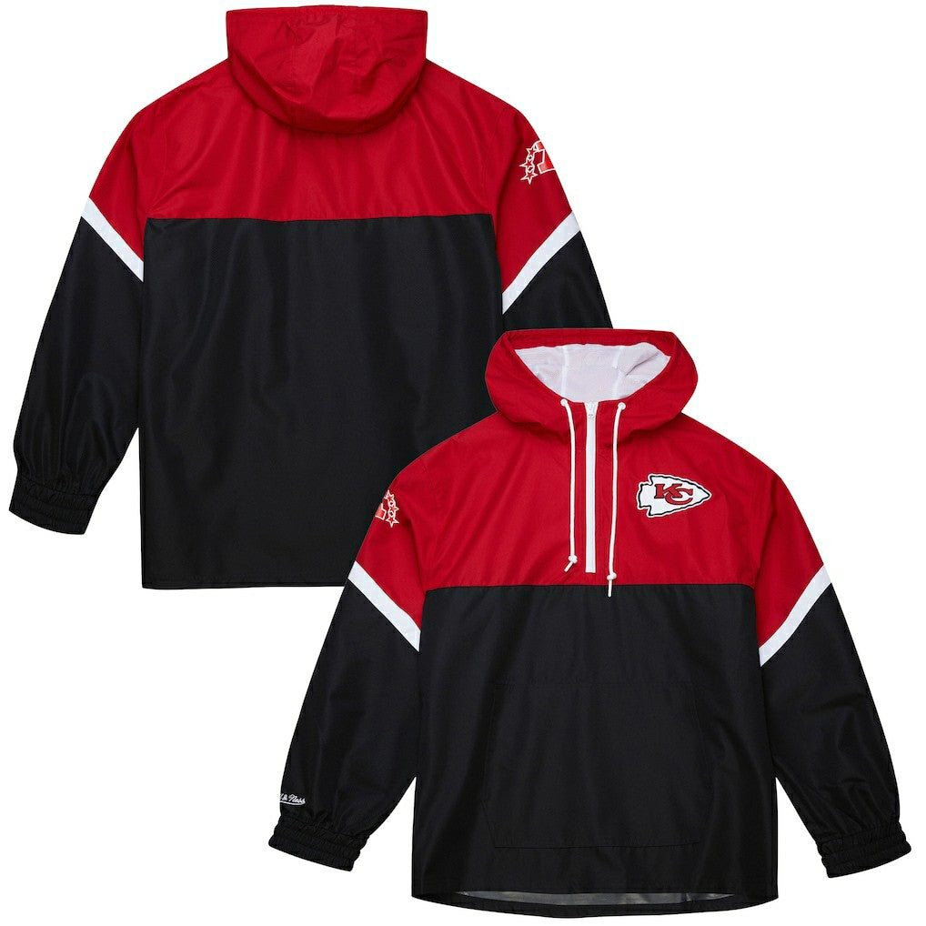 Mitchell & Ness Kansas City Chiefs Tie Breaker Vintage Logo Lightweight Anorak Half-Zip Windbreaker Red/Black
