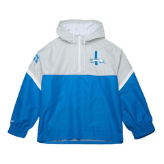 Mitchell & Ness Detroit Lions Tie Breaker Vintage Logo Lightweight Anorak Half-Zip Windbreaker Silver/Blue