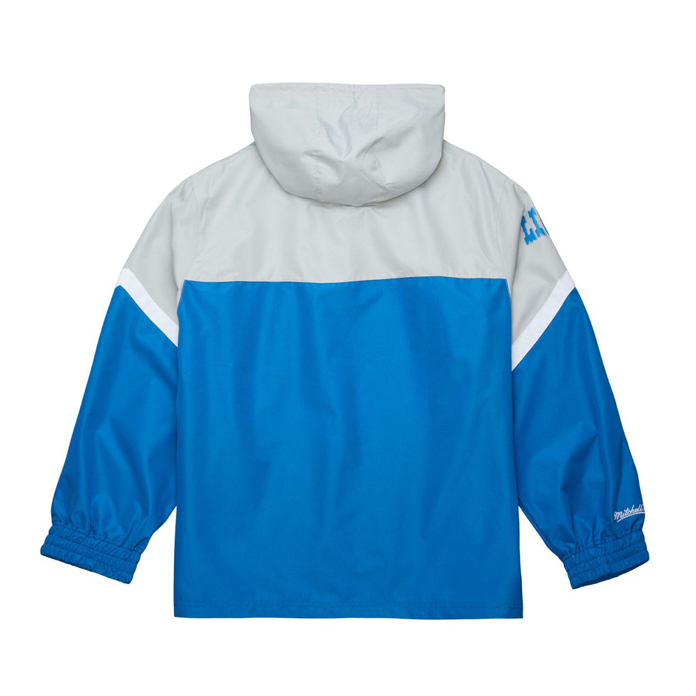 Mitchell & Ness Detroit Lions Tie Breaker Vintage Logo Lightweight Anorak Half-Zip Windbreaker Silver/Blue