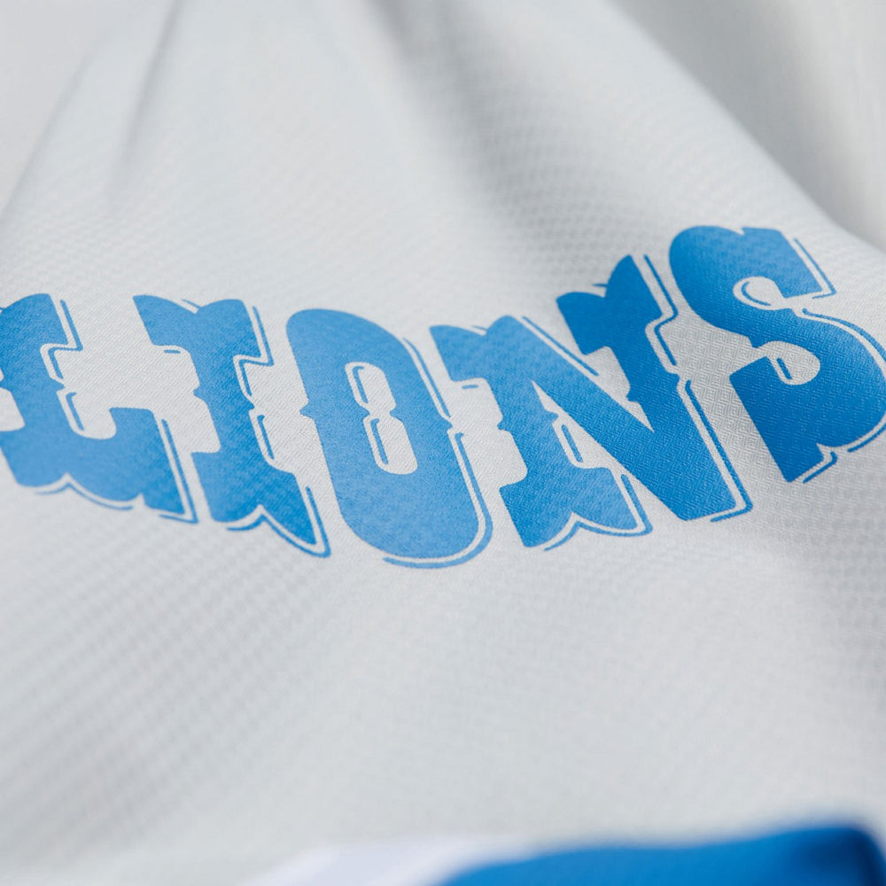 Mitchell & Ness Detroit Lions Tie Breaker Vintage Logo Lightweight Anorak Half-Zip Windbreaker Silver/Blue