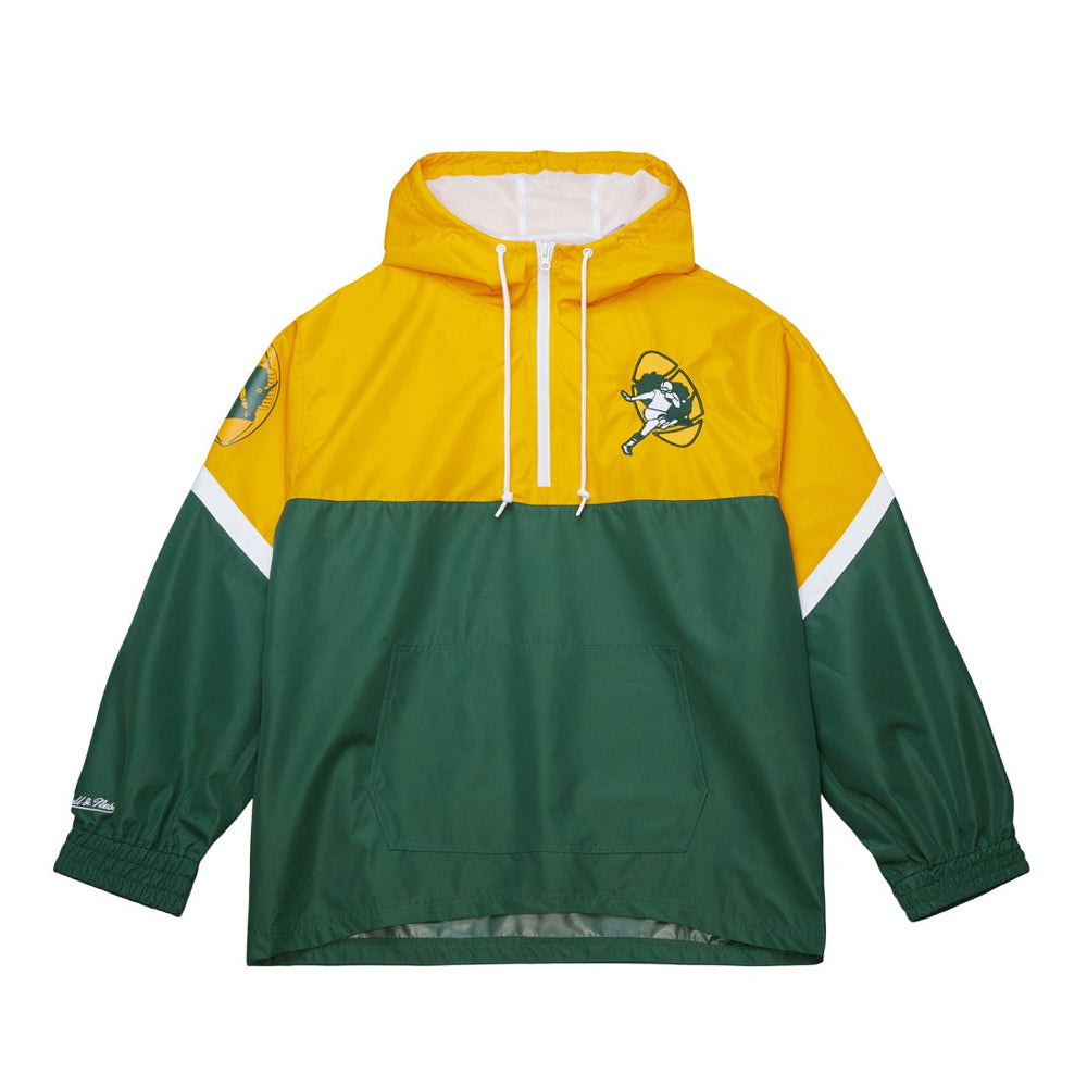 Mitchell & Ness Green Bay Packers Tie Breaker Vintage Logo Lightweight Anorak Half-Zip Windbreaker Gold/Green